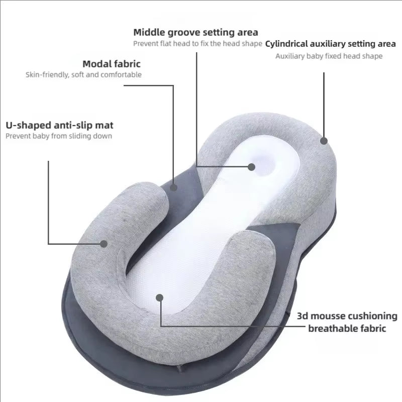 New Baby Wedge Pillow for Newborns, Infant Feeding Support Nursing Anti-Reflux Pillow Reduces Spit-Up with Safety Straps