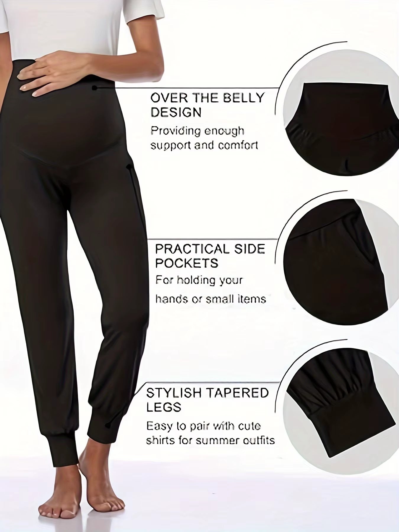 Pregnant Women'S Yoga Pants Sports Leggings Long Pants Grey Black
