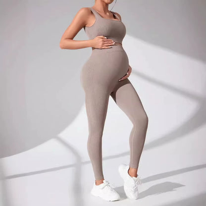Pregnant Women Yoga Set Moisture Wicking and Quick Drying Exercise Bra Long Pants Set Maternity Women'S Sport Clothes Set