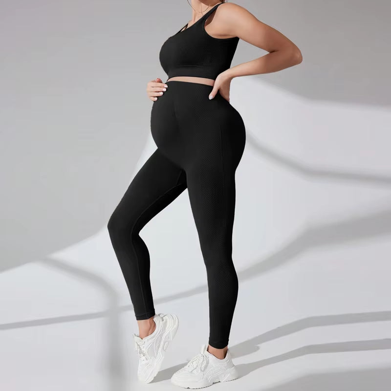Pregnant Women Yoga Set Moisture Wicking and Quick Drying Exercise Bra Long Pants Set Maternity Women'S Sport Clothes Set