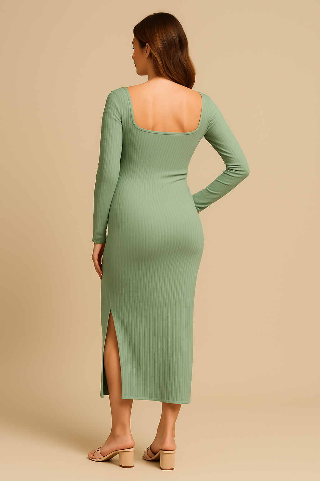 Soft Knit Maternity Two-Piece - Hugging Dress with Matching Cardigan