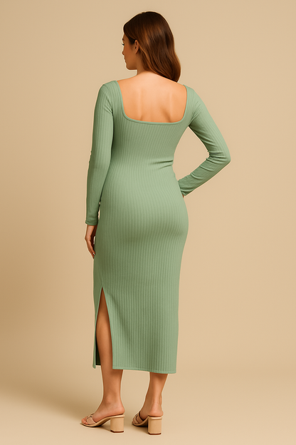 Soft Knit Maternity Two-Piece - Hugging Dress with Matching Cardigan