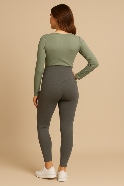 Adjustable High-Waist Maternity Leggings — Soft Cotton, Lightweight & Body-Hugging Fit