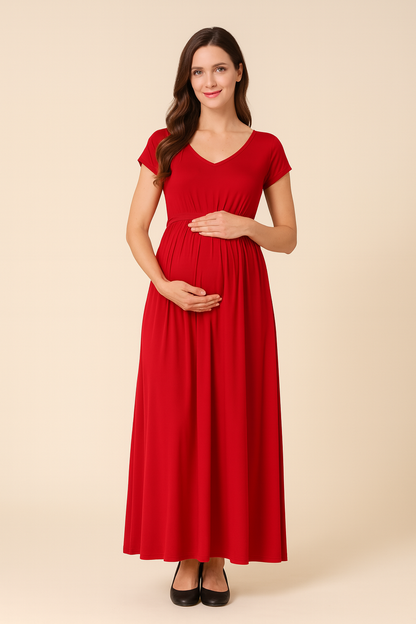 Summer Maternity Nursing Dress — Lightweight, Long Fit with Invisible Breastfeeding Zippers