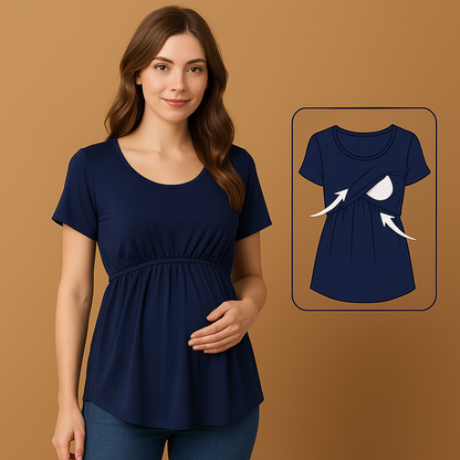 Summer Maternity Nursing Top — Short-Sleeve, Easy Breastfeeding Access