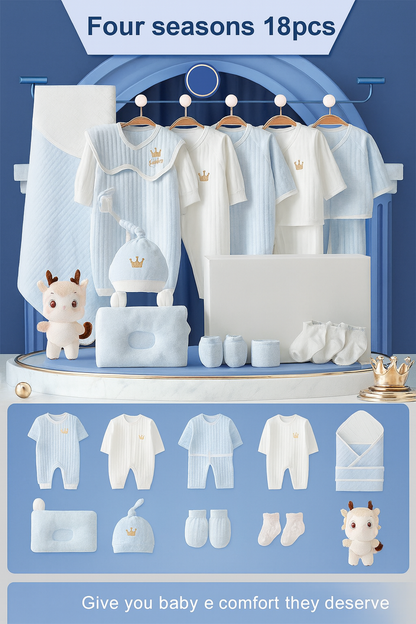 PureCotton Newborn Essentials Set — 15/18/20 Pieces of Ultra-Soft 100% Cotton (0–3 Months)