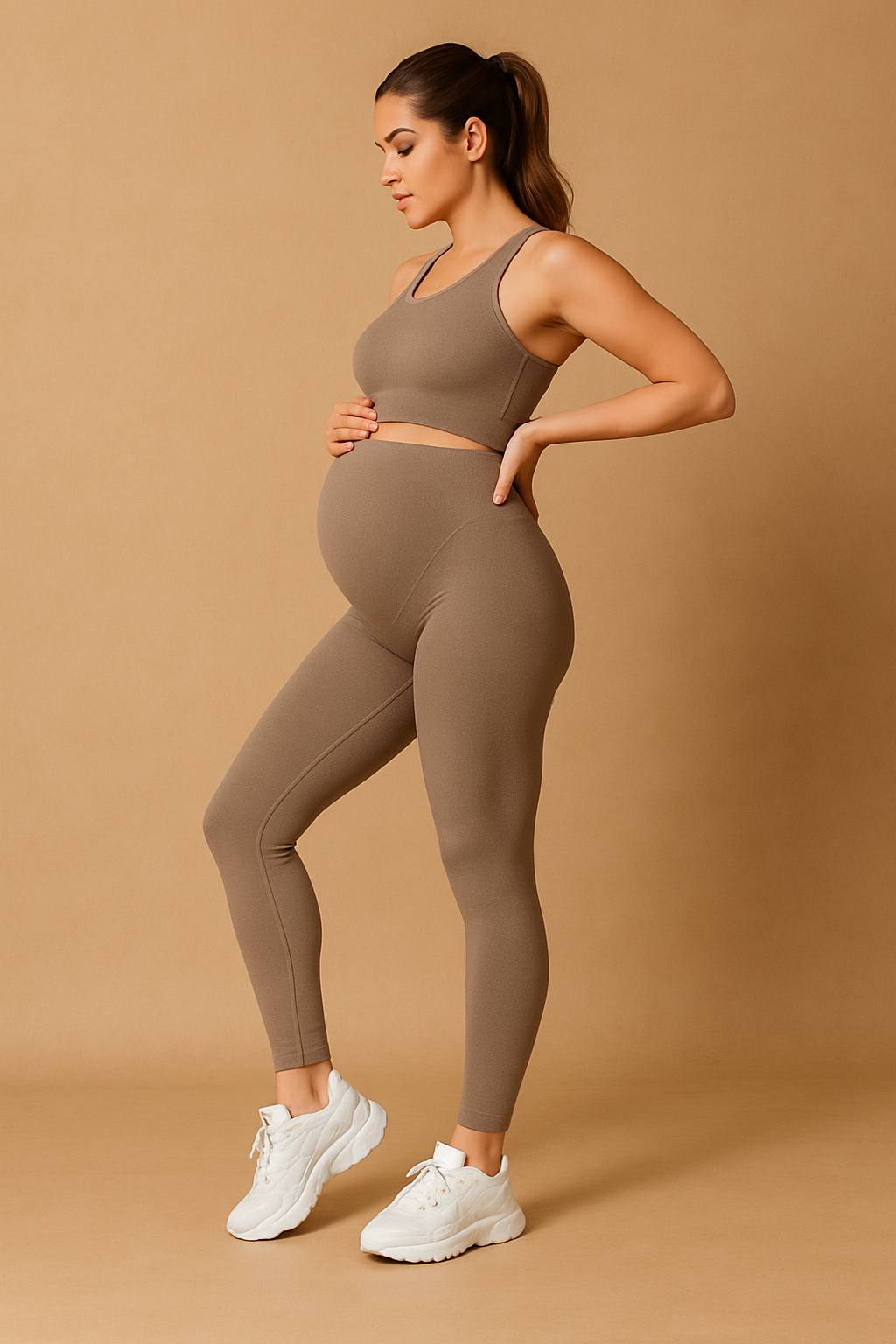 Maternity Active Yoga Set — Moisture-Wicking Sports Bra & Long Leggings