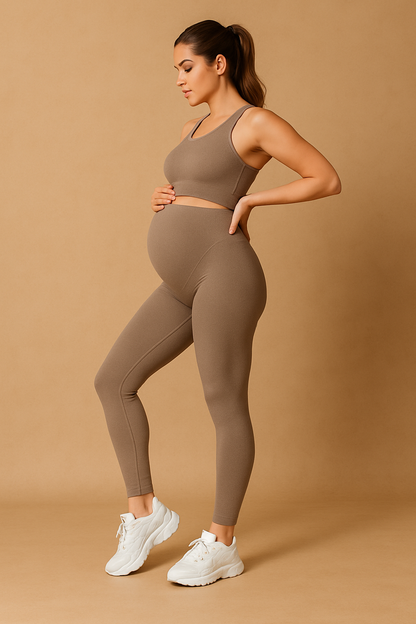 Maternity Active Yoga Set — Moisture-Wicking Sports Bra & Long Leggings