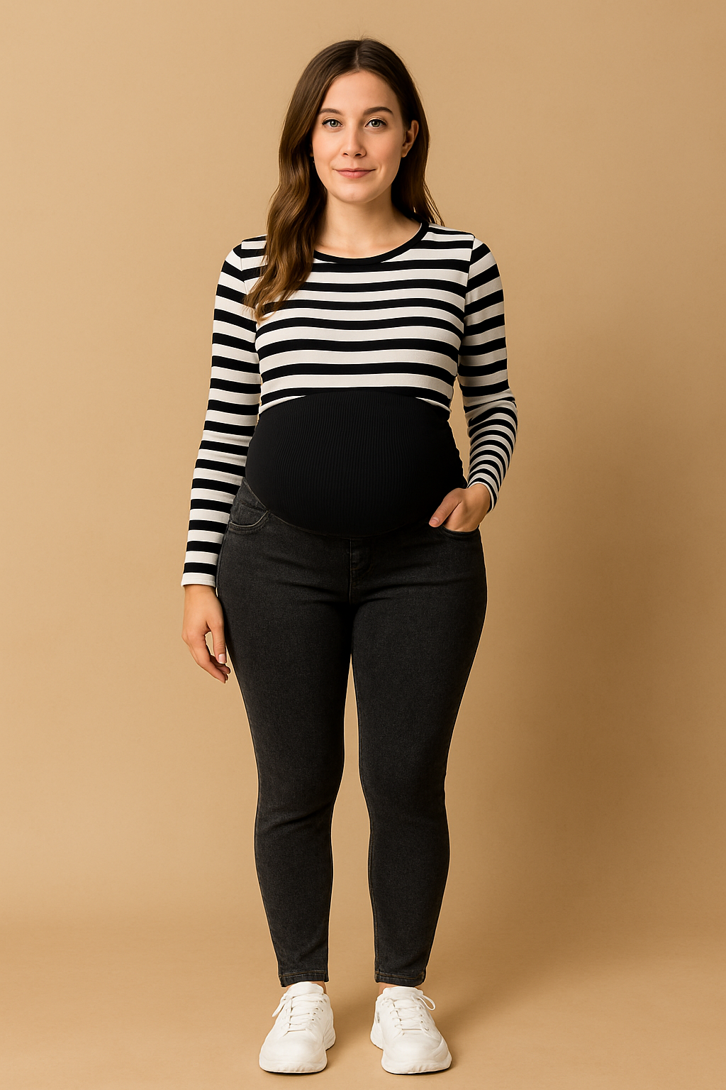 Maternity Stretch Denim Jeans — Supportive Over-Belly Fit