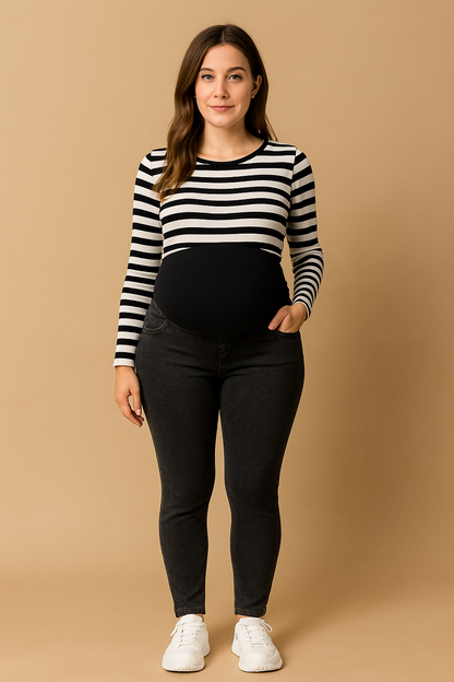 Maternity Stretch Denim Jeans — Supportive Over-Belly Fit