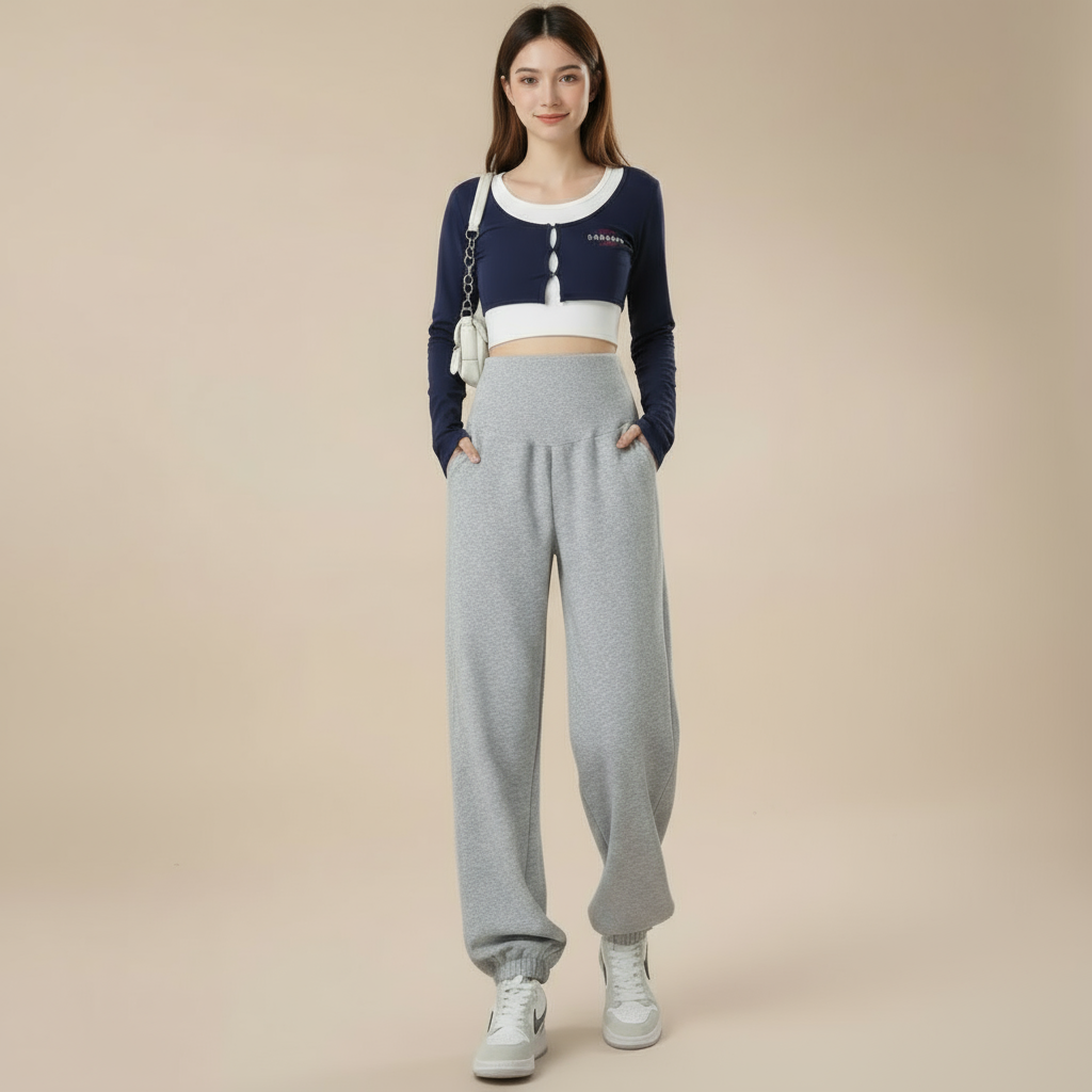 MoveEasy Maternity Sweatpants — High-Belly Support, Loose Fit & Pockets