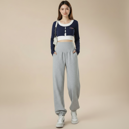 MoveEasy Maternity Sweatpants — High-Belly Support, Loose Fit & Pockets