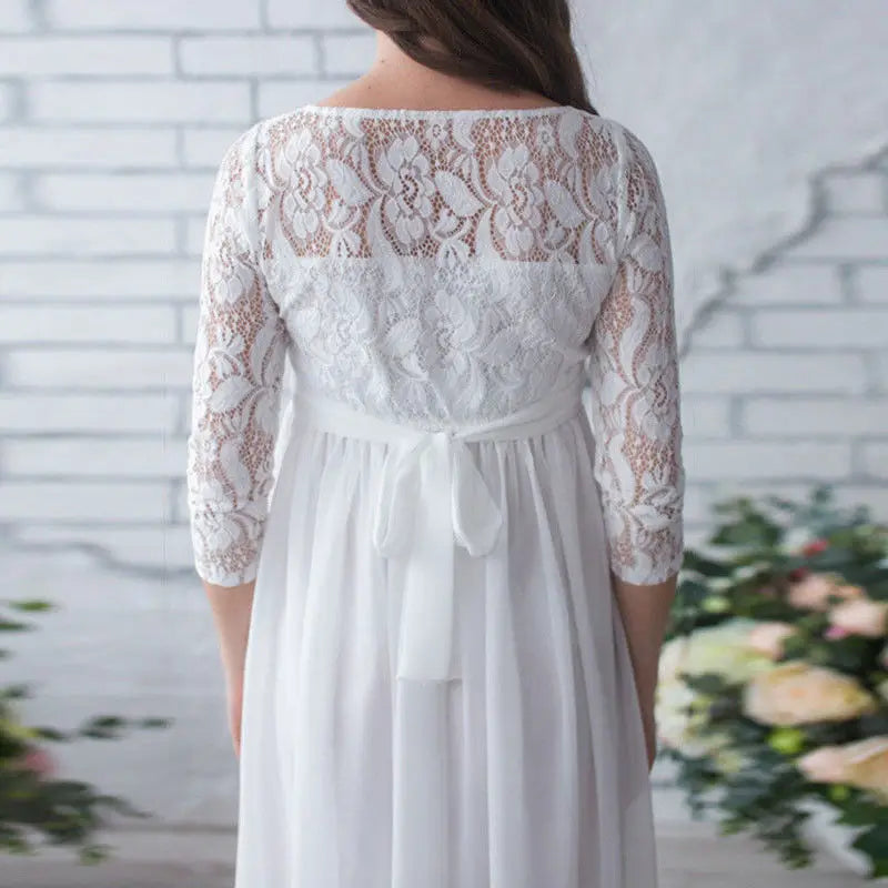 LaceGoddess Maternity Gown — Elegant Lace, Flowing Fit & Photo-Perfect Design