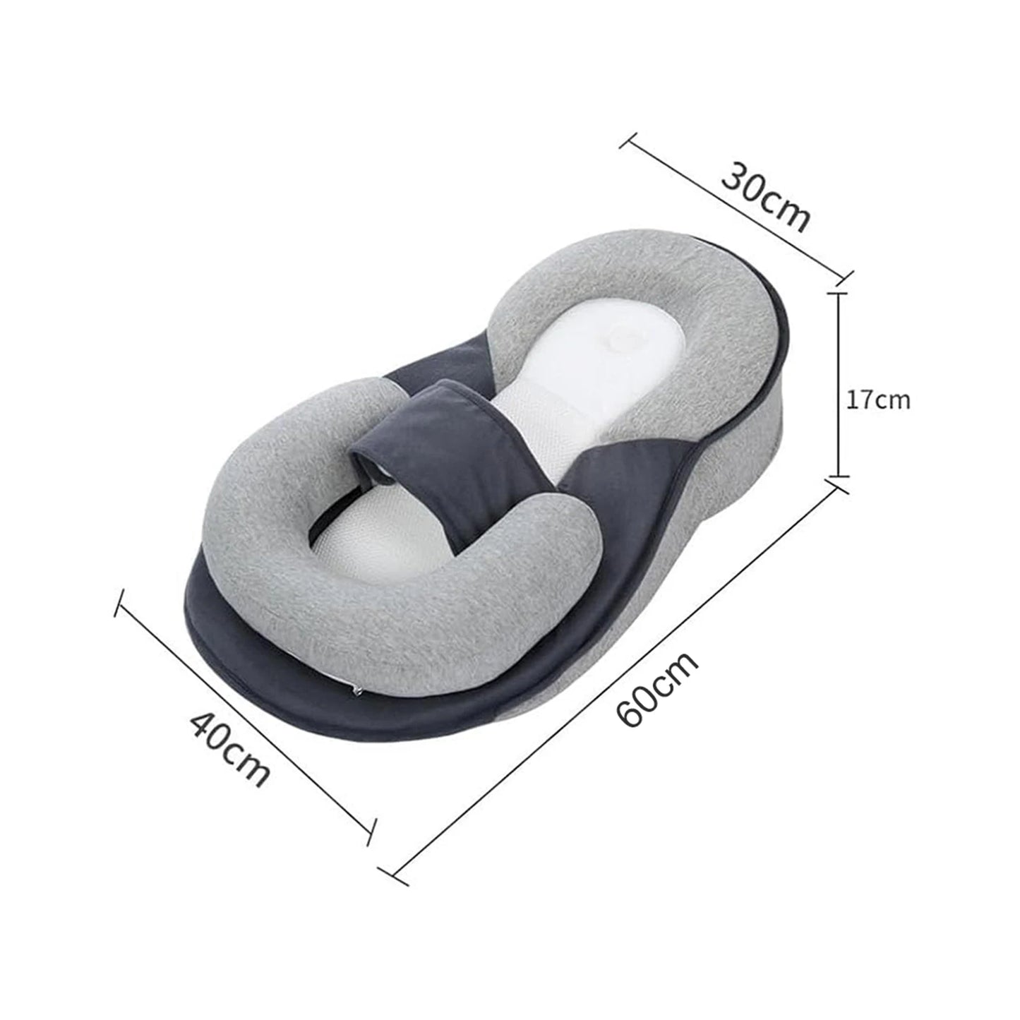BabyLift Anti-Reflux Lounger — Ergonomic Wedge, Anti-Roll Support & Secure Feeding Strap