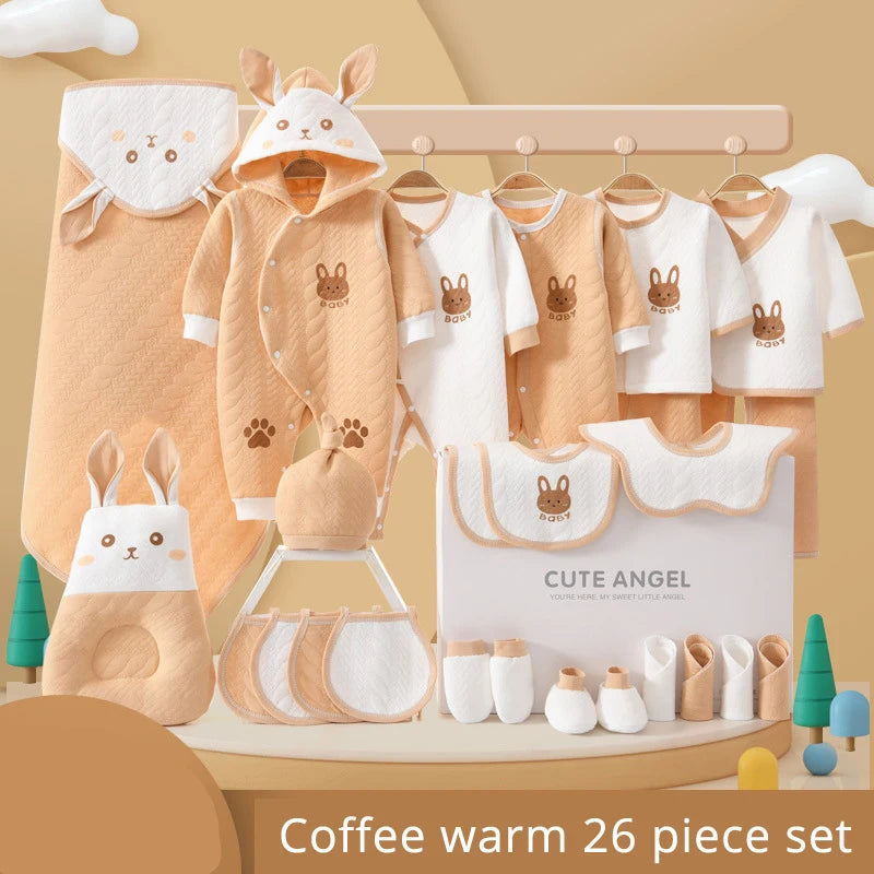 LuxeCotton Newborn Gift Set — 22–26 Pieces of Ultra-Soft 100% Cotton (0–6 Months)