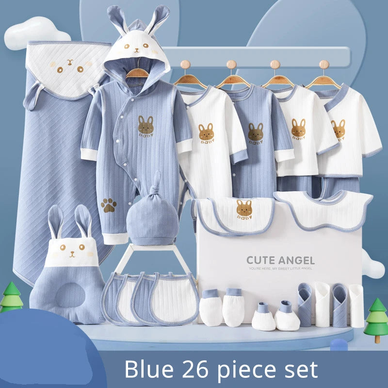 LuxeCotton Newborn Gift Set — 22–26 Pieces of Ultra-Soft 100% Cotton (0–6 Months)