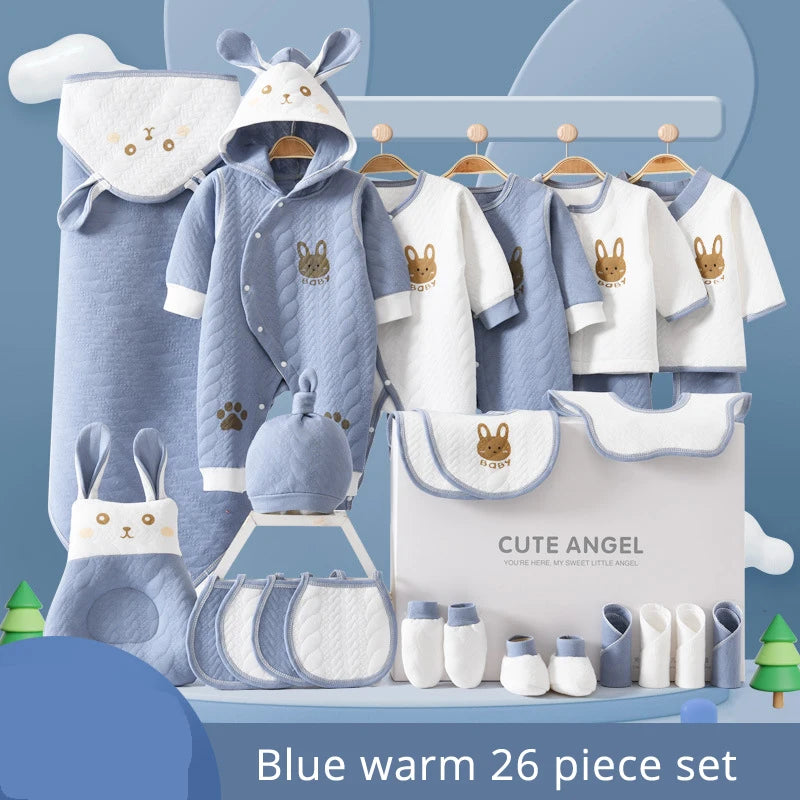 LuxeCotton Newborn Gift Set — 22–26 Pieces of Ultra-Soft 100% Cotton (0–6 Months)