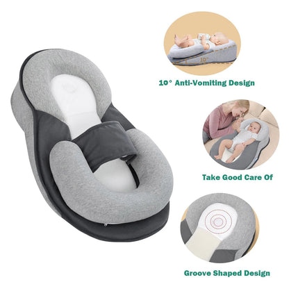 BabyLift Anti-Reflux Lounger — Ergonomic Wedge, Anti-Roll Support & Secure Feeding Strap
