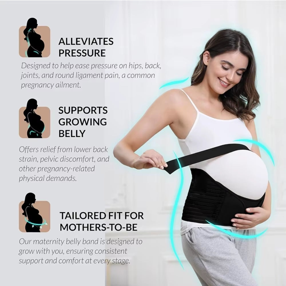 Adjustable Pregnant Women Belts Breathable Elastic Maternity Belly Band Soft Detachable Abdominal Support Brace